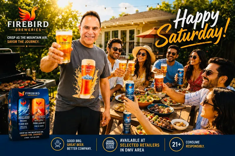Happy Saturday: friends toasting with Firebird beer