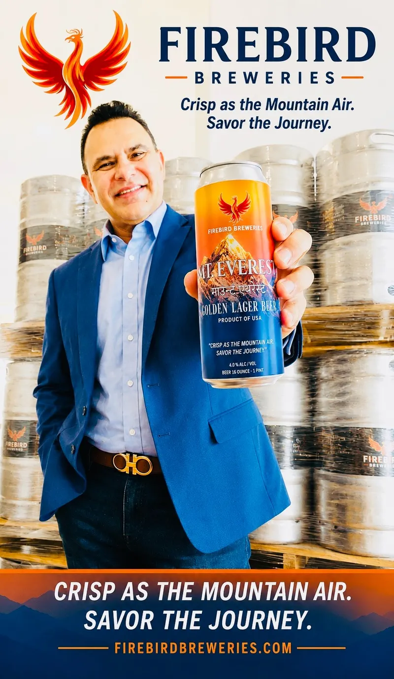 Rick Khosla holding a can of Himalayan beer